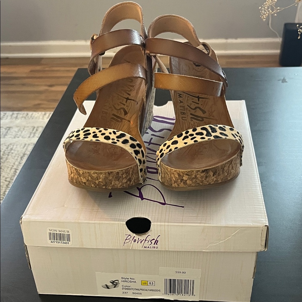 Blowfish Women's Brown and Leopard Wedges
